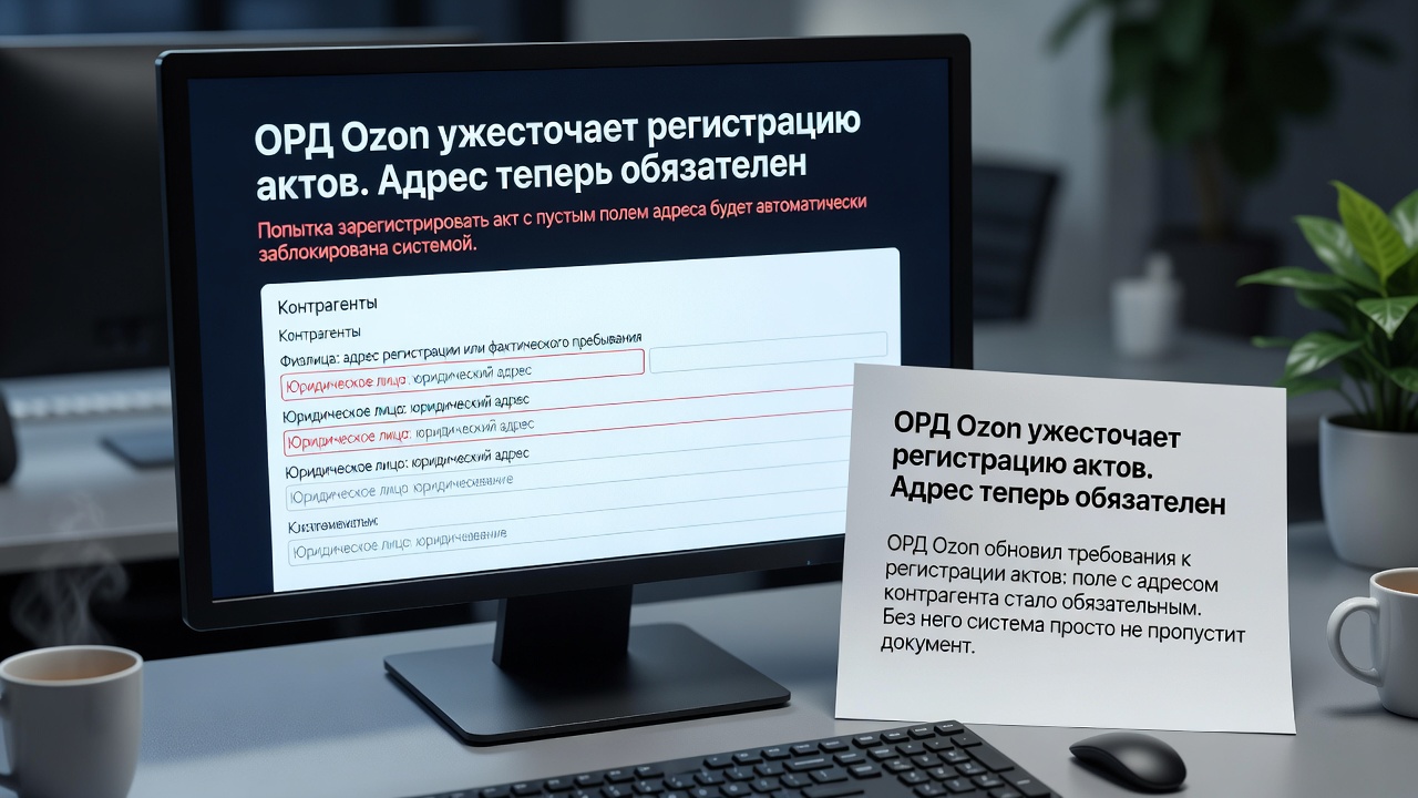 ОРД Ozon ужесточает регистрацию актов. Адрес теперь обязателен